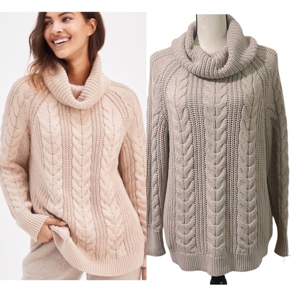Haven Well Within Sweaters - Haven Well Within Cowlneck Cable Knit Sweater in Smokey Taupe Sz. Small